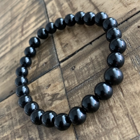 8mm Black Onyx Chakra Bead Stretch Bracelet - Picture 3 of 8